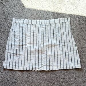 High Waisted Linen Blend A-Line Skirt